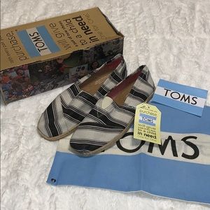Toms  - black umbrella stripe classics - NWT